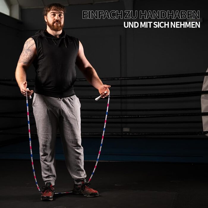 Стрибкове канат Hererope з перлами, регульований, для дорослих та дітей, 3 м, з міцними ручками та безпечними перлами для фітнесу, чорний