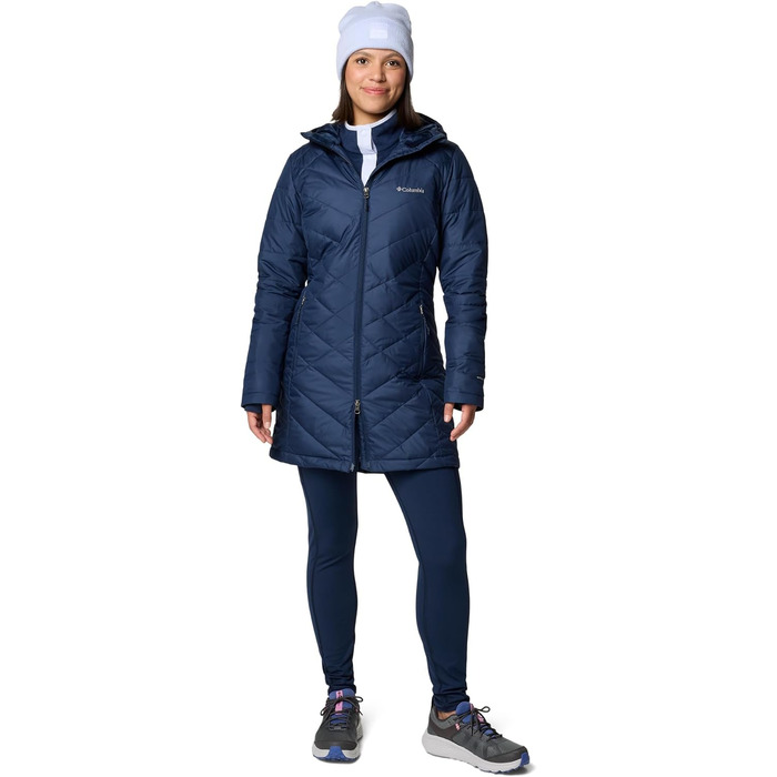 Жіноча зимова куртка-пальто Columbia First Generation Heavenly Long з капюшоном, темно-синя (Collegiate Navy), розмір XL