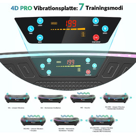 Vibrationsplatte EvoSpark 4D PRO 7-в-1: Тест-переможець 2025, 900W, 9 LED, 550 lbs, з ручкою для домашніх тренувань