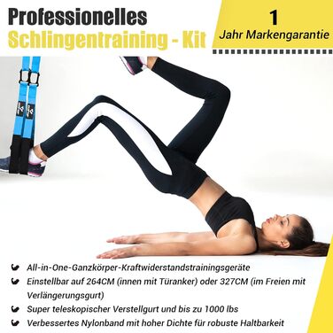 Шкіряний тренажер Sling Trainer для дому з великим ручним захватом та кріпленням до дверей (Blue)