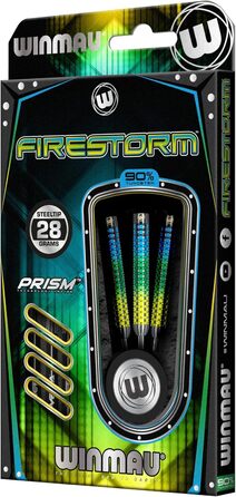 Дротики WINMAU Firestorm Profi вольфрамові Steeltip 28г з оперенням і шафтами