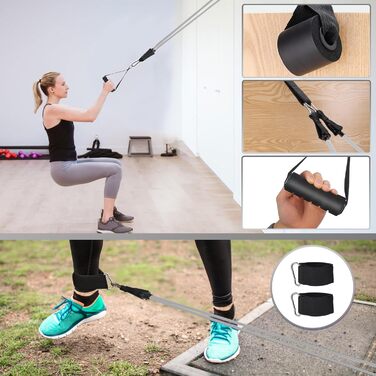 Еластичні гумки WIKDAY для фітнесу: комплект з ручками, фіксатором для дверей та ремінцями для щиколоток. Ідеально для кросфіту, розтяжки та домашніх тренувань.