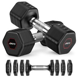 Набір гантелей JOROTO 4-в-1, регульовані гантелі, 2 шт., 2–5 кг, хромоване покриття, неслизький грип, для чоловіків та жінок, силові тренування, фітнес, домашні тренування (чорний)