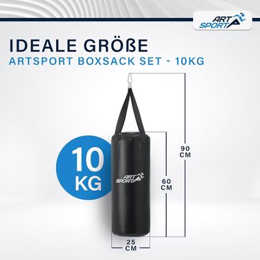 Боксерський мішок ArtSport® для дітей з рукавичками та бинтами - 8 кг, з кріпленням, від 6 років