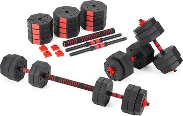 Набір гантелей Gymtek 2в1: короткі та штанга, регульована вага для силових тренувань вдома
