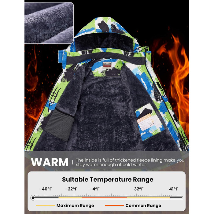 Чоловіча водонепроникна лижна куртка WUFU, тепла зимова модель, вітрозахисний Windbreaker Hebau (XL, Digitaldruck-02)