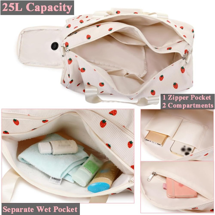 Спортивна сумка Kord для дівчаток з квітковим принтом (25L) - чорний/бежевий, з водовідштовхувальним відділенням для мокрого одягу та взуття