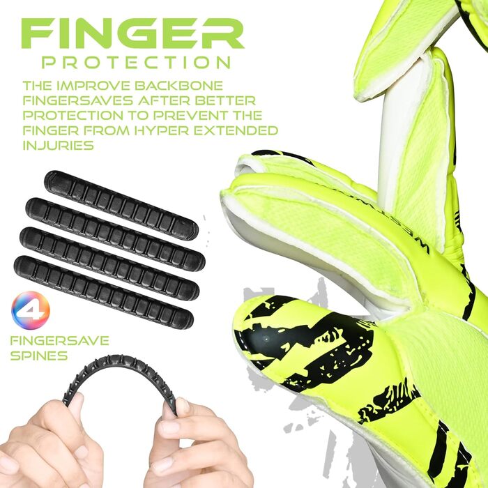 Воротарські рукавички WESTWOOD FOX Fingersave для дітей та підлітків. DumboLatex, 4+3 мм, GELB-WEIß, розмір 6 (8-10 років)