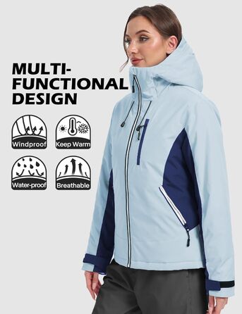 GEYSE Daen: Водонепроникна зимова куртка для сноубордингу та лижного спорту. Тепла куртка з капюшоном, кольори: фіолетовий, помаранчево-фіолетовий, блакитний та темно-синій. Розмір L.