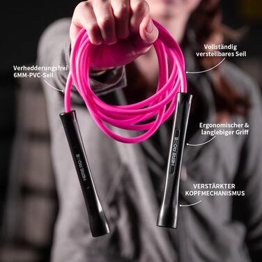 Спортивний скакалка Hererope PVC 6мм для фітнесу та боксу, швидкісна для чоловіків та жінок, 3.1 м, рожева