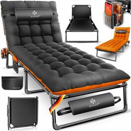 Ліжко кемпінгове розкладне KESSER® 190x68x30 см, до 250 кг, Oxford, сталевий каркас, з сумкою, подушкою, кишенями та підсклянником