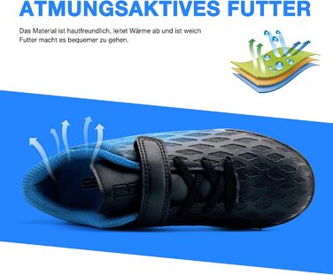 Дитячі футбольні бутси JABASIC для штучного покриття, розмір 25 EU, чорно-синій, морський/лимонний