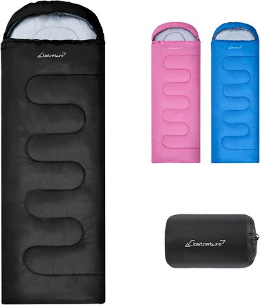 Спальний мішок Clostnature для кемпінгу та подорожей - Легкий, компактний, 3-сезонний, чорний, 0.9 кг