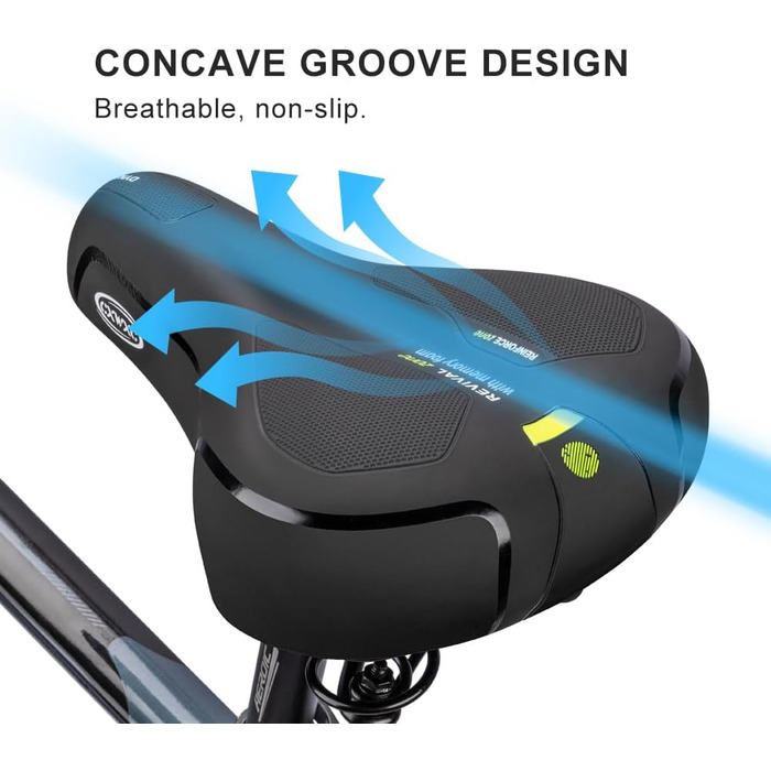 Велосипедне сідло CXWXC з піною пам'яті, ергономічне, водонепроникне, амортизуюче, 26 x 18,5 см, для MTB велосипедів (Чорне)