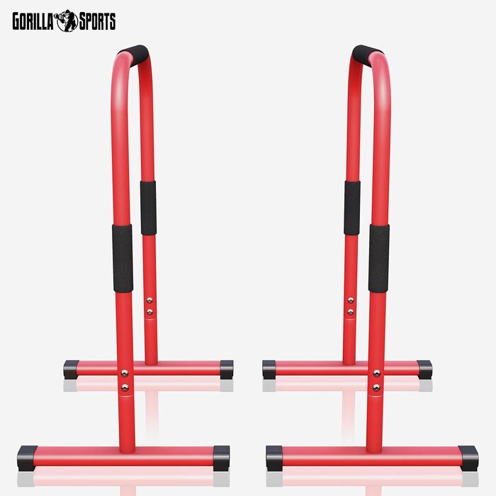 Паралети для віджимань GORILLA SPORTS, сталеві, 2 шт, 68x45x94 см, до 200 кг, нековзкі, для каллістеніки, фітнесу, вибір кольору