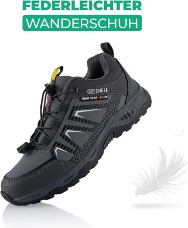 Черевики для трекінгу та трейлраннінгу Softshell для жінок та чоловіків, сірі (44 EU)