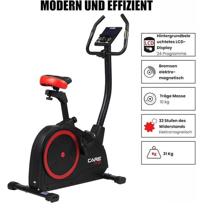 Велотренажер Care Fitness CV-385-24 з 16 рівнями магнітного опору та сумісністю з Kinomap