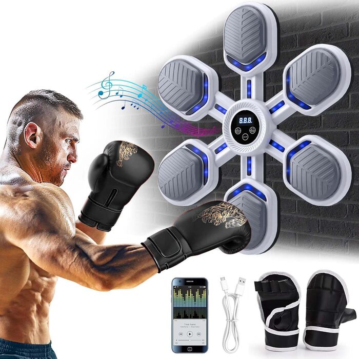 Мускульний боксерський тренажер Sunshne Smle - настінний боксерський автомат з Bluetooth, регулюванням швидкості