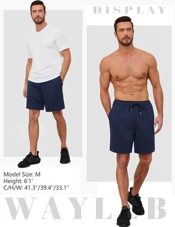 Чоловічі спортивні шорти Soer Activewear з кишенями та блискавкою, бавовняні шорти для бігу та відпочинку, темно-сині (L)