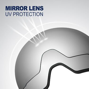 Одоланд Скі-маска для сноуборду та лиж для жінок та чоловіків з 2 змінними лінзами та чохлом, антитуманне покриття, захист від УФ-променів, сумісна з шоломом, для хлопчиків та дівчаток, чоловіків та жінок, темно-сріблястий (VLT 15%)