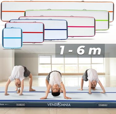 Гімнастичний надувний мат VENDOMNIA Airtrack 300x100x20 см, м'ятно-сірий, з електричною помпою та сумкою, для фітнесу, йоги, спорту, тренувань
