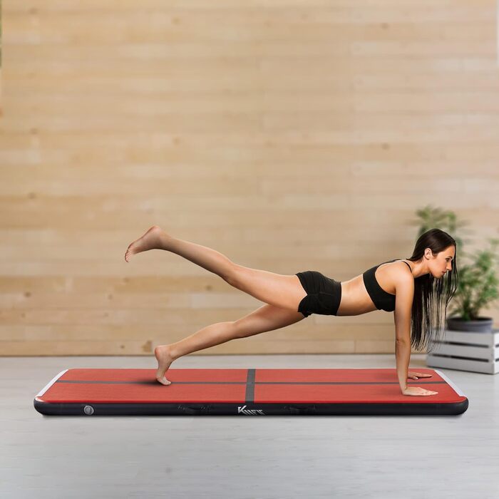 Надувний мат для гімнастики KM Fit Airtrack 10 см, 3/4/5 м, з електричною помпою, сумкою та ремкомплектом, UV-захист, для тренувань і фітнесу