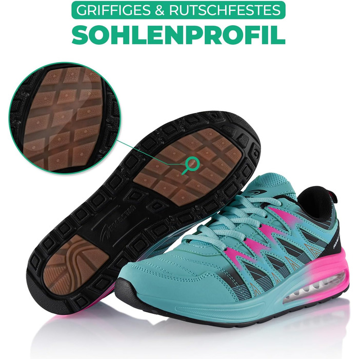 Спортивні кросівки для жінок та чоловіків з амортизацією, легкі бігові кросівки (42 EU, Синій Чорний Рожевий)