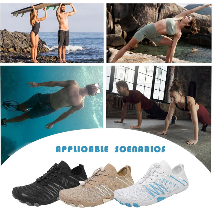 Чоловічі та жіночі аквашузи Barfußschuhe, швидковисихаючі, для плавання, пляжу та фітнесу, розмір 36-47, колір хакі