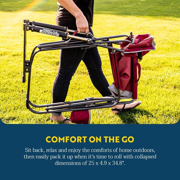 Зручне крісло-гойдалка GCI Outdoor Kickback для відпочинку на природі та кемпінгу, колір Heathered Indigo (Королівський синій)