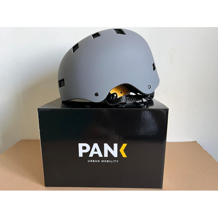 Велосипедний шолом Pank для дорослих з LED підсвіткою, додатковими подушками, регульованим розміром M (55-58 см), для електросамоката, скейтборду, міський, матовий сірий