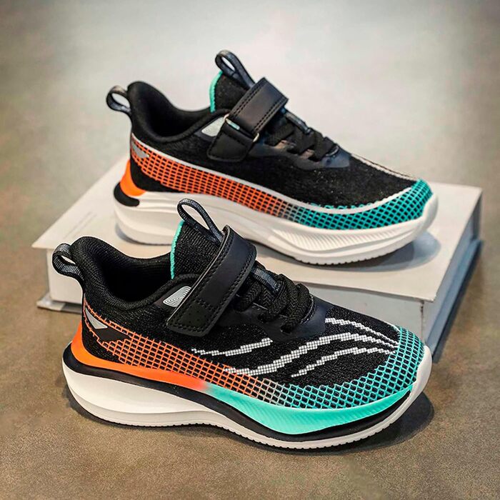 Дитячі кросівки для дівчаток та хлопчиків: спортивні, для занять тенісом, прогулянок, чорного кольору, 34 EU