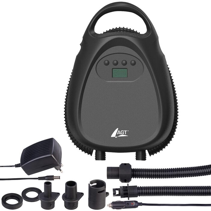 Електрична акумуляторна повітряна помпа для SUP-дошок AGT, 70 л/хв, 12 В, 1,38 бар/20 psi