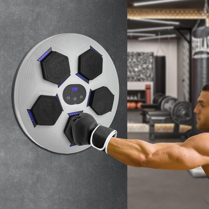 ACROSSPART Музична бокс-машина Bluetooth, електронний боксер для дорослих, настінна боксерська панель із музикою, регульована швидкість, біла