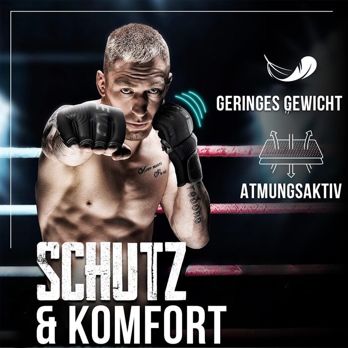 Рукавички для ММА EVO Fitness: чоловічі та жіночі, для тренувань, боротьби, спарингу, карате, Taekwondo, боксу, Muay Thai, кікбоксингу. Чорний колір