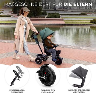 Триколісний велосипед Kinderkraft Aveo для дітей від 9 місяців до 25 кг, з батьківською ручкою, компактно складався, поворотне сидіння, розкладний капюшон з сонцезахистом, з підстаканником та кошиком, Рожевий CLASSIC Pink