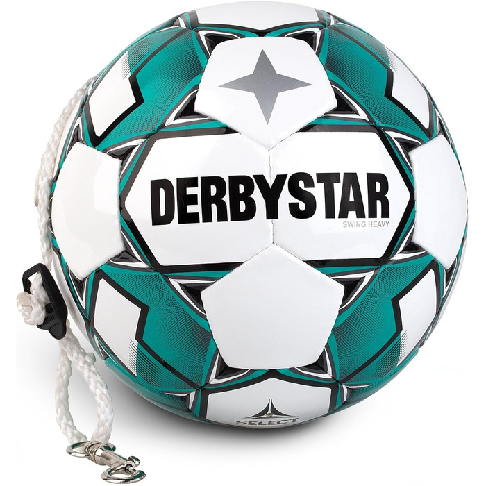 М'яч для футболу Derbystar Swing Heavy, розмір 5, біло-бірюзовий, для дорослих