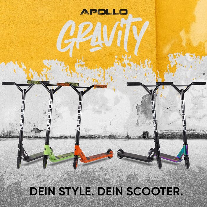 Самокат трюковий Apollo Gravity Black Shiny для дітей та підлітків від 6 років