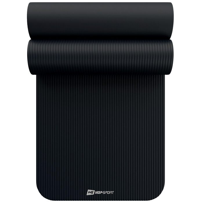 Гимнастичний килимок Hop-Sport 190 x 60 x 2 см, протиковзка фітнес-матрац з NBR-піни для спорту та йоги, чорний