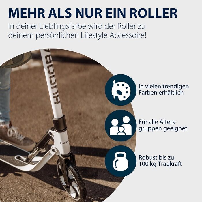 Самокат HUDORA BigWheel 205 Advanced, алюмінієвий, складаний, регульований, до 100 кг, для дітей, підлітків і дорослих