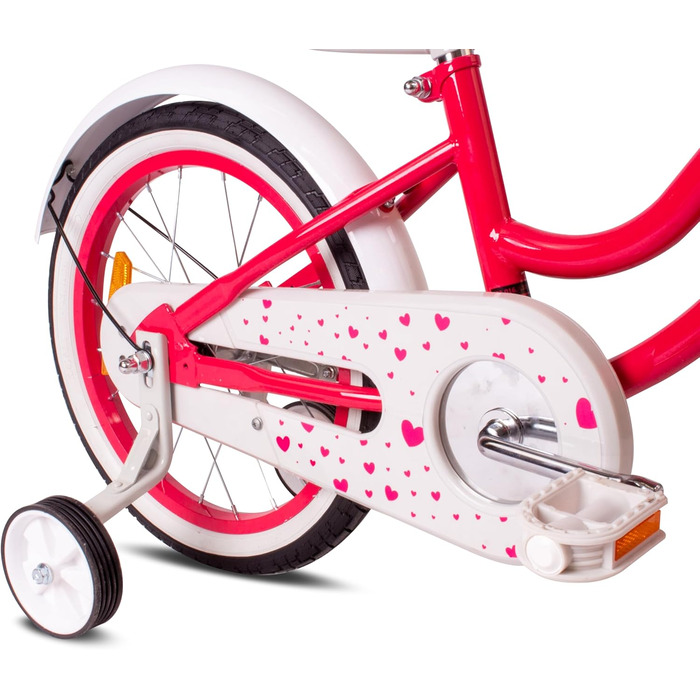 Дитяче велосипед Sun Baby Heart Bike 12/14/16 дюймів, знімний ручка-штовхач, для дівчаток 2-6 років (полуниця, 14 дюймів)