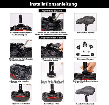 Велосипедне сідло Lachesis: комфортне, гелеве, з підвіскою для чоловіків та жінок. Підходить для MTB, шосе та трекінгових велосипедів (червоний)