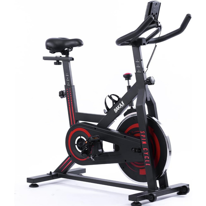 Велотренажер BAKAJI Spinning Bike з LCD-дисплеєм: час, калорії, відстань. Фітнес для дому, тренажерний зал, регульоване сидіння, кардіотренування.