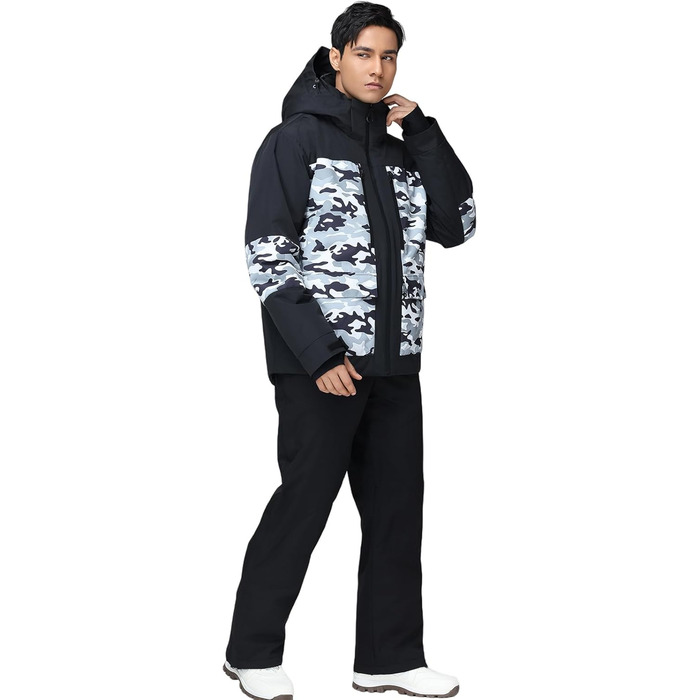 Комплект гірськолижний чоловічий HOTIAN: куртка та штани, водонепроникний, дихаючий, з капюшоном, для сноуборду та гірськолижного спорту
