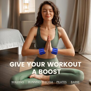 Ваги для ніг та рук, регульовані | Набір 2 шт (1 кг пара, 0,5 кг кожний) | Силіконові ваги на зап'ястя для жінок | Йога, пілатес, танець, балет, біг, плавання, кардіо (блакитні)