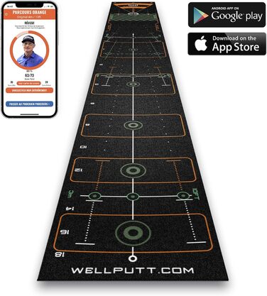 Килимок для гольфу WELLPUTT 4 м чорний, тренувальний