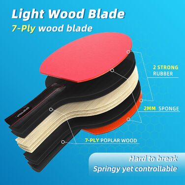 Набір для пінг-понгу: 4 ракетки та 8 м'ячів для гри в приміщенні та на вулиці