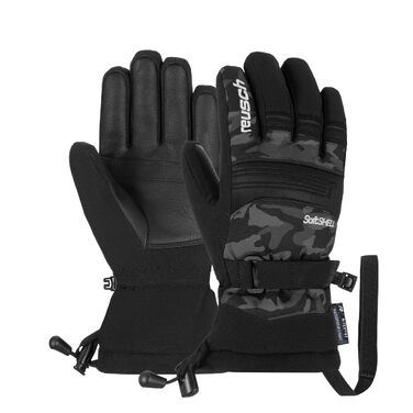 Дитячі гірськолижні рукавички Reusch Softshell, водонепроникні та вітрозахисні (чорно-камуфляжні, розмір 6)