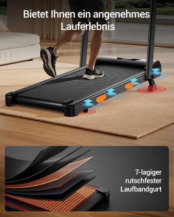 Складана бігова доріжка UMAY для дому з регулюванням нахилу 15%, Walking Pad для ходьби, макс. навантаження 136 кг, з LED-дисплеєм та пультом керування, чорна