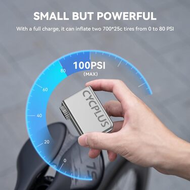 Електрична велосипедна міні-насос CYCPLUS Tiny E-Pump, портативна акумуляторна помпа 100PSI з зарядкою Type-C, без манометра, лауреат EUROBIKE Award 2023