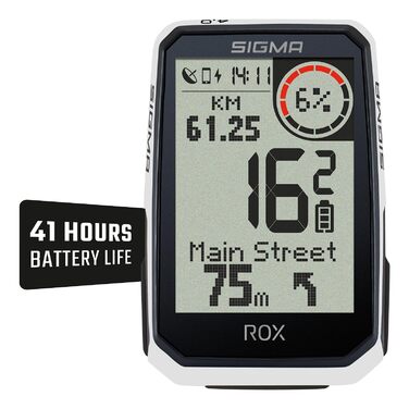 Велокомп'ютер SIGMA ROX 4.0 Special Edition GPS бездротовий з навігацією та датчиком для електронного велосипеда (білий)